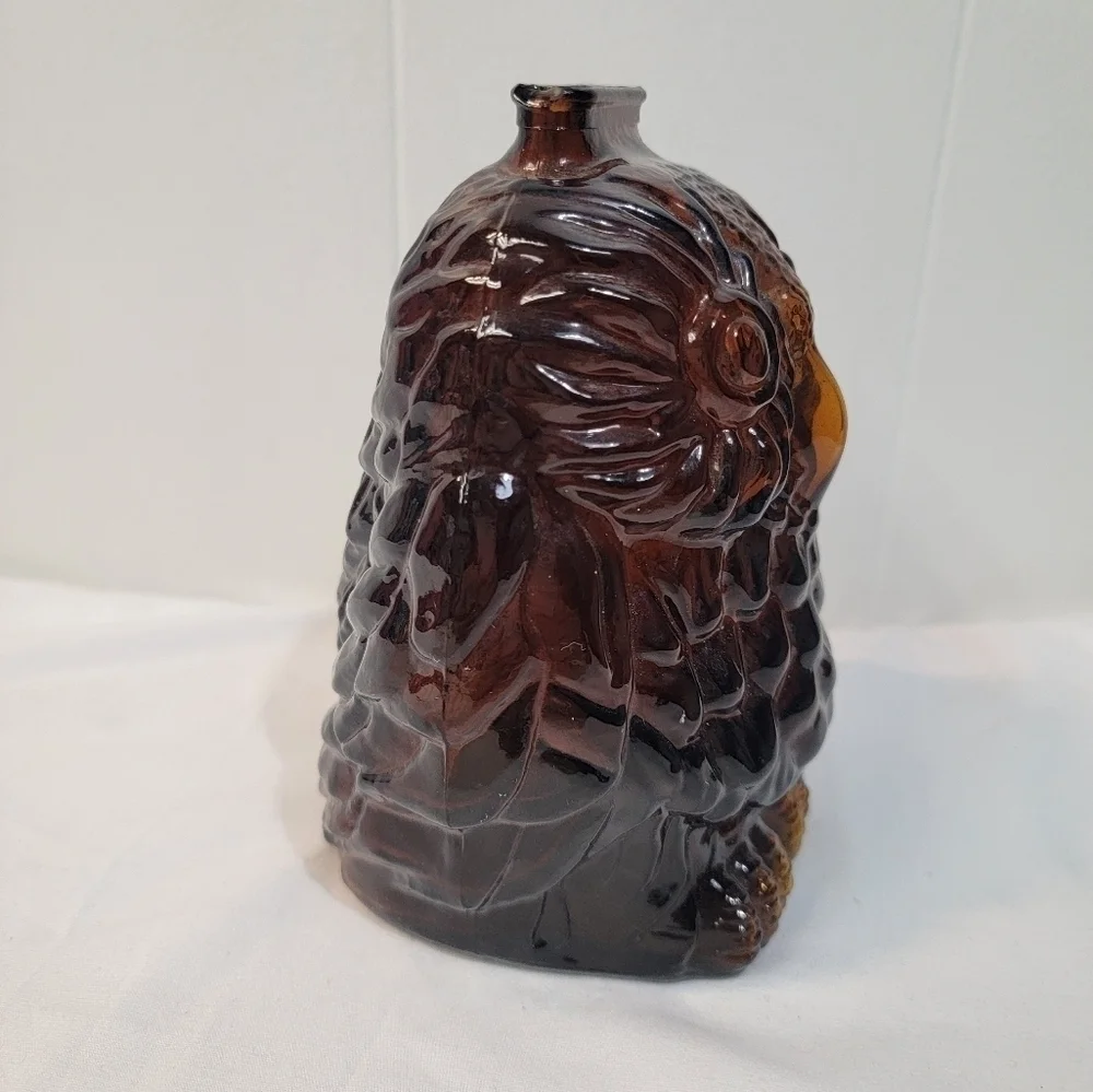 Vintage Embossed Libbey of Canada Wise Old Owl Amber Glass Piggy Bank